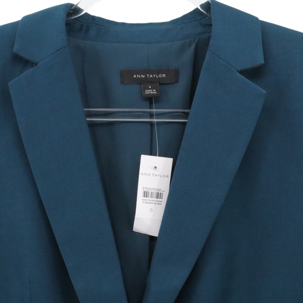 Work Professional Single Button Teal Blazer Ann T… - image 3